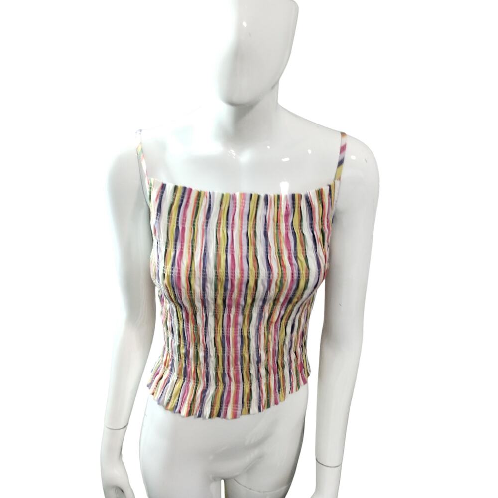 Zara Women's size XXL‎ Multi-Color Ruched Cropped Summer Festival Beachy Top